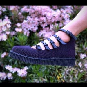 Plum Corduroy Multi-Strap Mary Jane Creeper